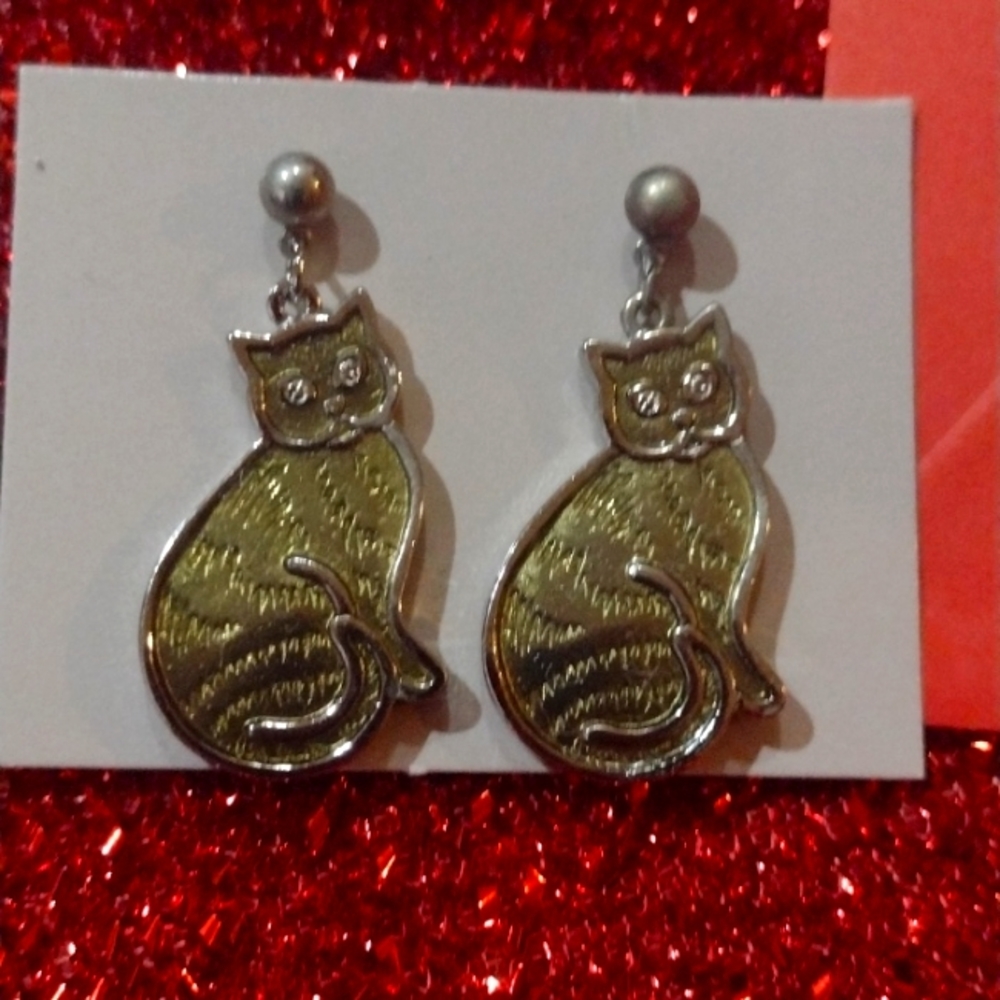 Vintage Kitty Earrings nwt 1990 New York